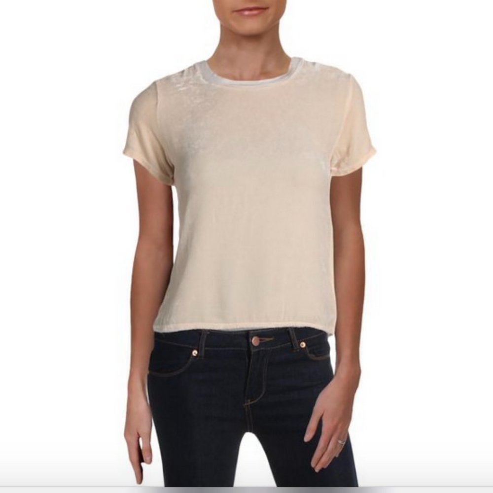 Nation Ltd. Marie Pink Short Sleeve Velvet Tee Size XS